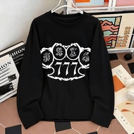 KATUN Duken Fashion Shop - Latest black long sleeve T-shirt for men | Boxy screen printing top "777"