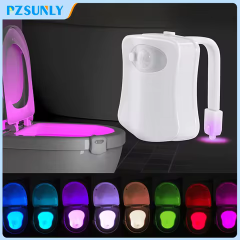 Motion Sensor Light Wireless LED Night Light RGB 8colors Lamp Toilet Bathroom Atmosphere Light Color