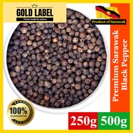 GoldLabel Premium Grade 100% Sarawak Black Pepper / Black Peppercorn / Biji Lada Hitam Sarawak (Grade AA+) 250g/500g