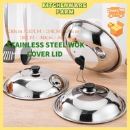 STAINLESS STEEL WOK COVER with Stand Lid 30cm/32cm/34cm/36cm/38cm/40cm/42cm Glass Wok Cover / PAN CO