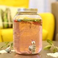 4升mason jar帶水龍頭玻璃飲料果汁罐葡萄釀酒酵素桶 甜品臺擺件
