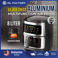 HLFACTORY 8 Liter Multifunction Visible Glass Window Air Fryer Silver Crest Electric Oven Air Fryer