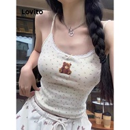 Casual Tank Top Cartoon Flowers Bow Tank Top for Women LNE60267