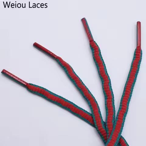 Weiou 6mm Oval Green Red Two Toned Shoelaces Polyester Semicircular Laces Fashion Shoestrings Plasti