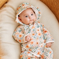 OAK FAMILY | Pure Cotton Kimono Style Long Sleeve Jumpsuit For Baby Girls Newborn To 1 Year Old Spri