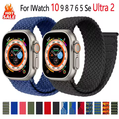 Braided Loop Straps For Apple watch ultra 2 band 49mm 44mm 40mm 41mm 38/45mm bracelet iWatch series 