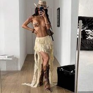 Women's Summer Concert Outfit Streetwear Vacation Outfits Boho Y2K Country Concert Gyaru Lace Asymme