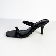 Guốc cao gót nữ đế vuông đẹp dáng dép sandal cao 7p 2 quai ngang tết bính S003