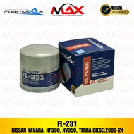 FL-231 FLEETMAX OIL FILTER FOR NISSAN NAVARA, NP300, NV350, TERRA DIESEL 2006-24
