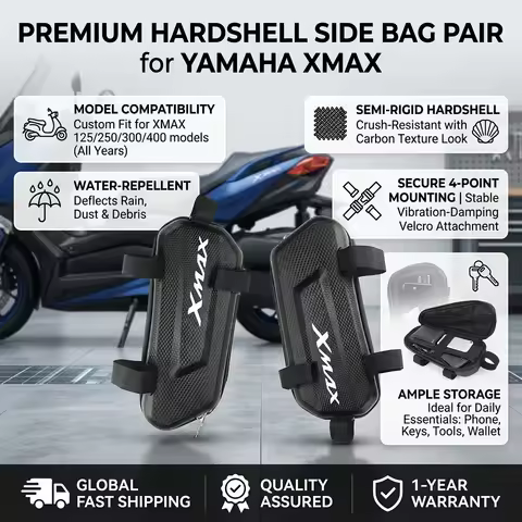 EVA Hard Shell Thickened Fabric Motorcycle Storage Bag Side Bag With LOGO For YAMAHA XMAX300 XMAX400