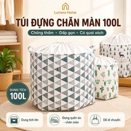 100L Waterproof Clothes Blanket Bag, Foldable Fabric Storage Bin, Waterproof Fabric Bag with Lock