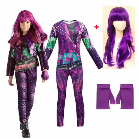 Audrey Evie Evil Mal Descendants Cosplay Costume Dress Girls Birthday Party Halloween Costume Wig Ki