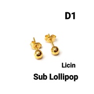 Wing Sing Subang Lolipop Emas 916 Paku Bajet /916 Gold Lollipop Earrings