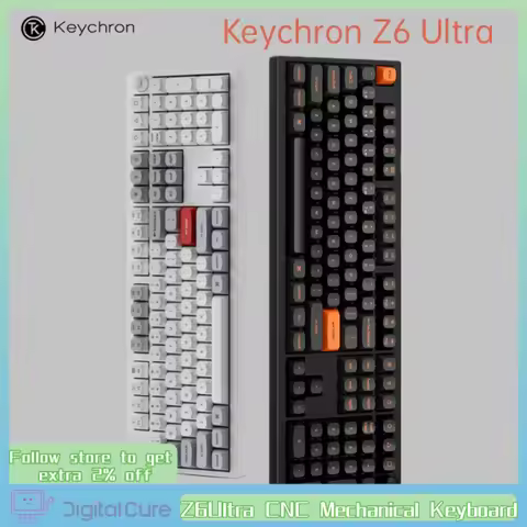 Keychron Z6ultra Thri-Mode Dual 8k Mechanical Keyboard 108key 8000ma Win/Mac Aluminum Lump Customize