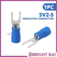 [ 1PC] SV2-5 Insulated Y Lug Fork Spade Wire Connector Electrical Crimp Terminal 16-14AWG Blue U-TYPE