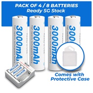 Pack of 4/8 AA Beston 3000mAh Ni-MH Rechargeable Battery with Optional 4 or 8 Bay Charger