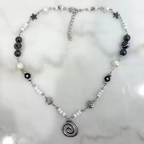 cute grunge style trendy swirl necklace handmade star y2k