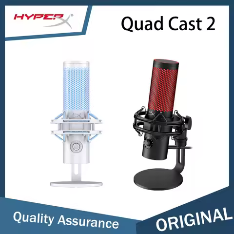 HYPERX Quad Cast 2 professional microphone with detachable shock absorbers, studio grade sound quali