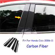 6ชิ้นคาร์บอนไฟเบอร์สไตล์PCหน้าต่างประตูรถเสากลางB Cเสาครอบตัดสติกเกอร์สำหรับฮอนด้า Honda Civic FD 2006 2007 2008 2009 2010 2011 Gen 8th