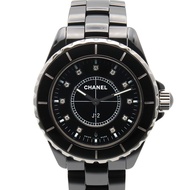 【二手】香奈兒 J12 11鑽腕錶 H2124 黑色陶瓷鑲鑽 J12 11鑽男士腕錶