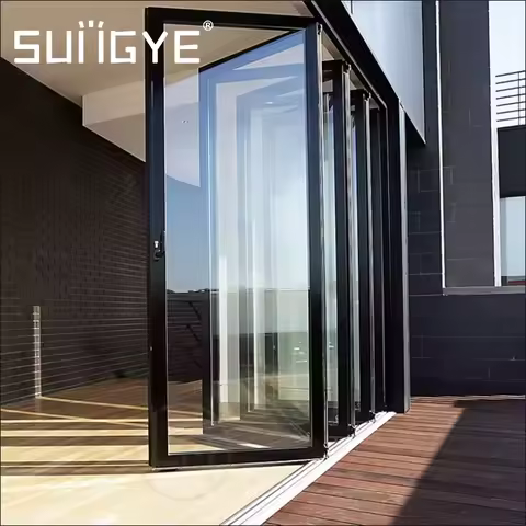 SUNGYE Exterior Hurricane Proof Bi Folding Door Accordion Folding Glass Door Aluminum Patio Bifold D