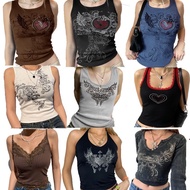 Women Vintage Corset Crop Top Cyber T-shirt Flirty Gothic Emo Grunge Aesthetic 90s Clothes