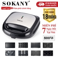 Máy kẹp bánh mì SOKANY 8 KHAY chống dính tốt công suất lớn tới 800W giúp máy nướng bánh nhanh chóng 