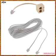 [M G L O] 2 Pcs RJ11 Parts: 1 Pcs 6P2C Modular Telephone Phone Cables Wire & 1 Pcs 6P4C 2 Way Outlet