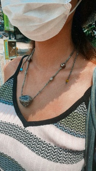 編織頸鏈 迷你紫水晶洞頸鏈 印第安 非洲貿易珠 Amethyst cave