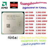 USED AMD FM2  A8-5500 A8-5600K A8-6500 A8-6600K / FM2+ A8-7500 A8-7600 A8-7650k Quad-core CPU /AMD P