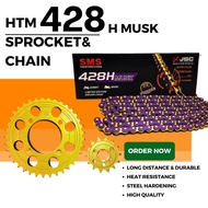 428H MUSK-132L HD LC135 RXZ Y110 Y100 Y125Z 428 GOLD SPROCKET SET SMS PURPLE CHAIN & SPROCKET HTM