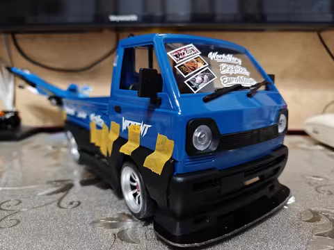 WPL D12 RC Kei Carry Truck 1/10 Drift Car Pickup Drift Metal luggage rack bumper lights WPL mini D12