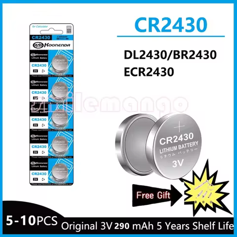 5-10 pieces of CR2430 3V 290mAh lithium button battery DL2430 BR2430, used for keychain, car remote 
