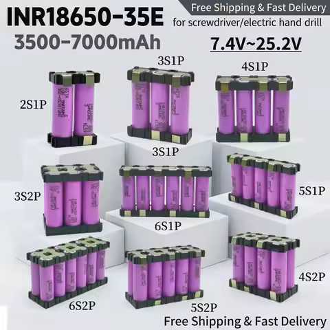 35E 18650 3500mAh 20A Discharge Battery 2S~6S 1P 2P 7.4V-25.2V For Electric Screwdriver Welding Batt