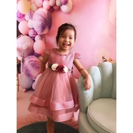 6M-3Y Baby Newborn 666 Princess Sleeveless Gown Lace Dress Kids with Headband(Gaun Aqiqah/flower gir