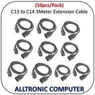 10PCS of C13 to C14 Power Cable IEC 3Meter Extension 10A 250V Power Cable / Power Cable for UPS/PDU 