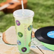 Starbucks Cup Music Carnival Large Capacity Double Plastic Straw Cup Gradient Cold Change Tumbler Desktop Drinking Water