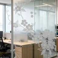 1 Roll Translucent Floral Glass Film, Removable Frosted Window Privacy Film