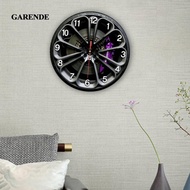 Garende 2D Car Wheel Hub Wall Clock Home Decor,Round Large Arabic Numerals Silent Round Clock for Fa