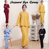 Lace Jacquard Baju Kurung Moden Floral Cotton Muslimah Suit Baju Raya 2024 Baju Tunang Nikah Bridesmaid Pleated Kurung