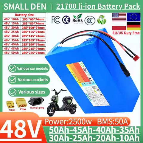 48V 50Ah 40Ah 30Ah 20Ah 10Ah 45Ah 35Ah 25Ah 15Ah 13S 1P-10P Ultra Capacity 21700 Li-ion Battery w/BM