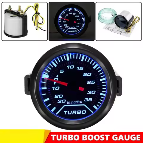 2" 52mm 12V Boost Vacuum Pressure Gauge - 35PSI LED Display Turbo Boost Gauge for Car Truck Motorcyc