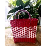 Small Grocery Bag 21x12x21 Plastic Woven Bag, Modern Yard Celebration Bag