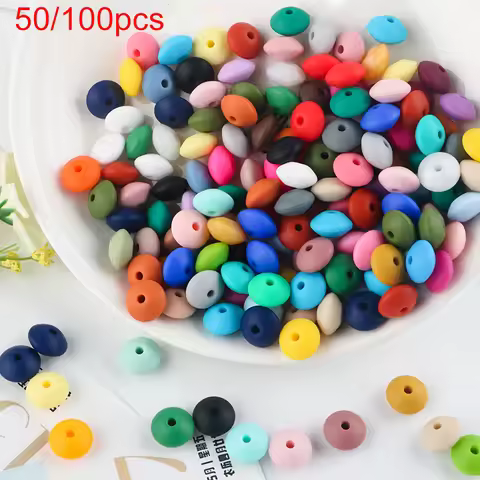 50/100Pcs 12MM Silicone Lentil Beads For Jewelry Making Lentil Beads DIY Necklace Bracelets Jewelry 