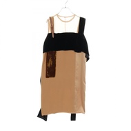 【二手】Burberry 連身裙，米色真絲皮革連身裙，19秋冬款，女裝，二手