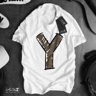 Letter T-Shirt - Y - HoCha89 - High Quality Chain Collar Sewing (Real Picture)