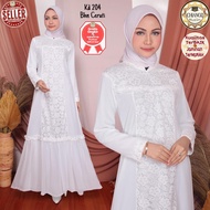 CHIANOZ Gamis Putih Mewah Intan Dress Brukat Renda Baju Lebaran Umroh Haji Manasik Pesta Akad 204