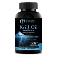 Antarctic Krill Oil 1000mg with Astaxanthin Phospholipids Fatty Acids EPA DHA-Support Healthy Joints