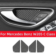 For Mercedes Benz W205 C180 C200 C300 C GLC Class Carbon Fiber  Stickers Door Handle Bowl Trim Cover