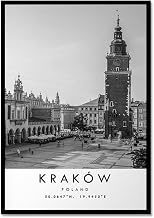 Black And White Travel Poster Print World City Landscape Canvas Painting Krakow Wall Art Picture Hom